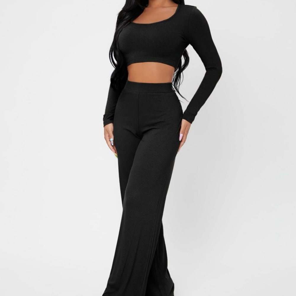 Black 2 Piece Crop and pant set